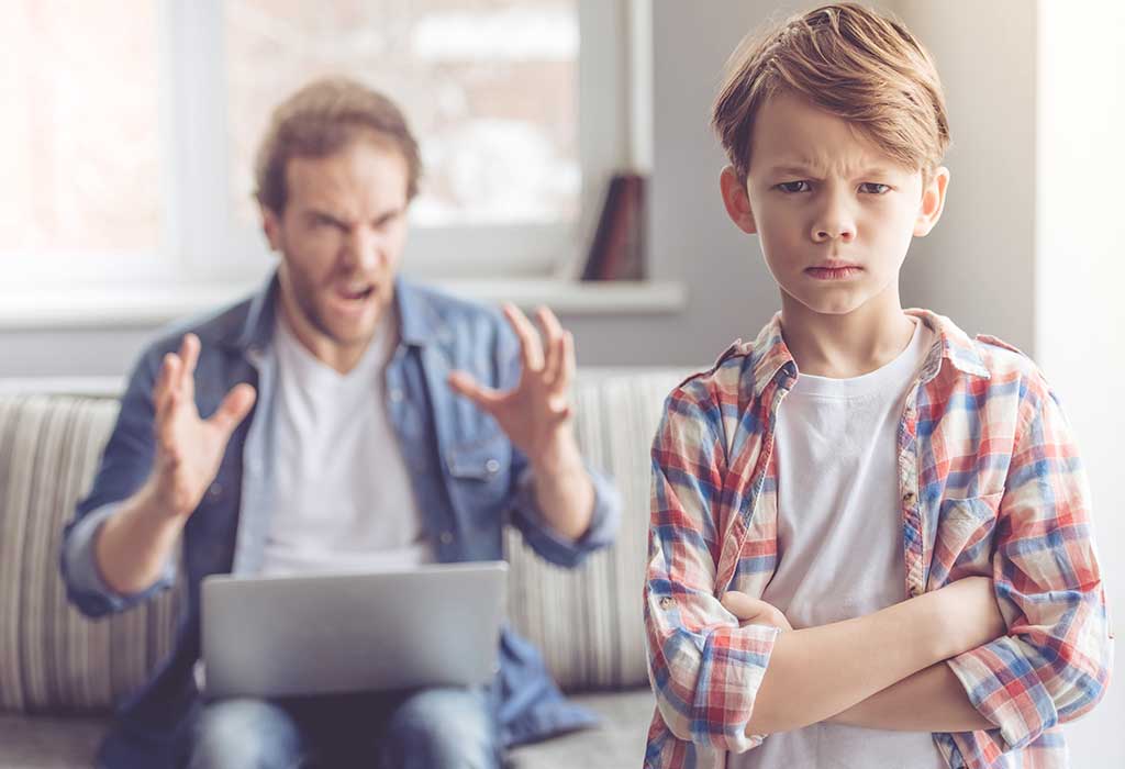 shouting dad shouts at son