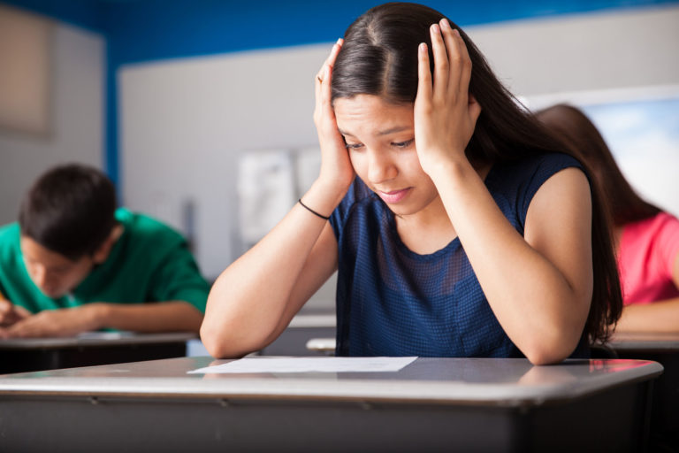 matric results girl at desk